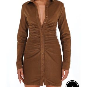 The Kript Jules Corduroy Dress - Brown